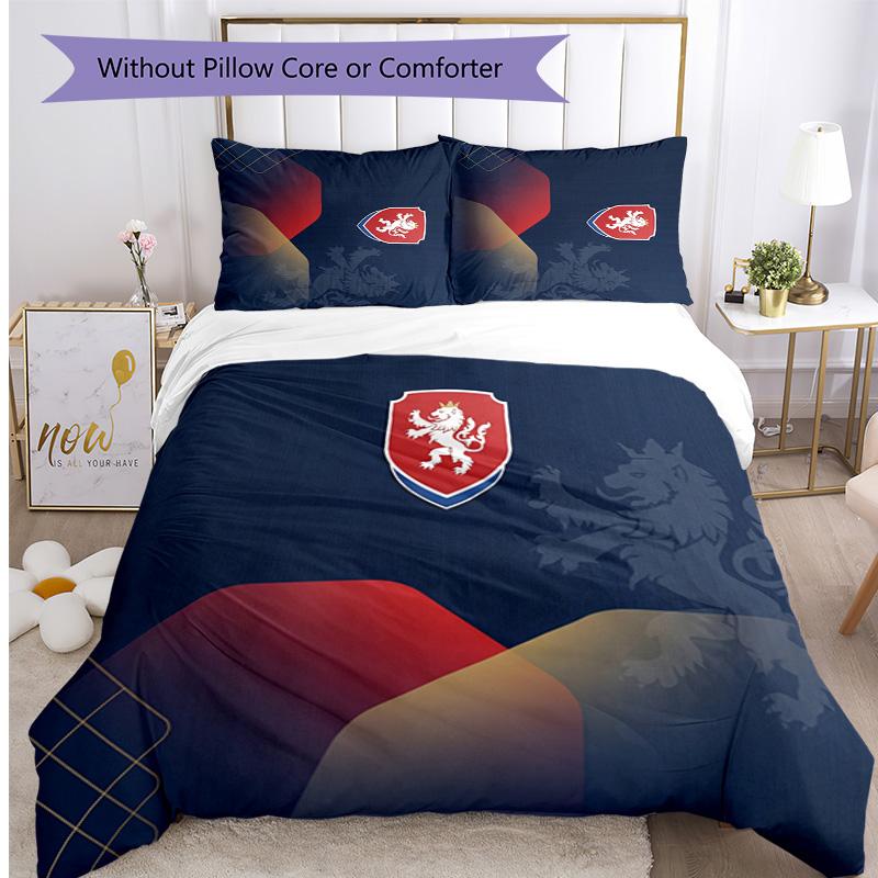 Czech Republi Football Printed Bedding 3 Piece Set Cozy Breathable Bed Cover Set As Housewarming Holiday Gift