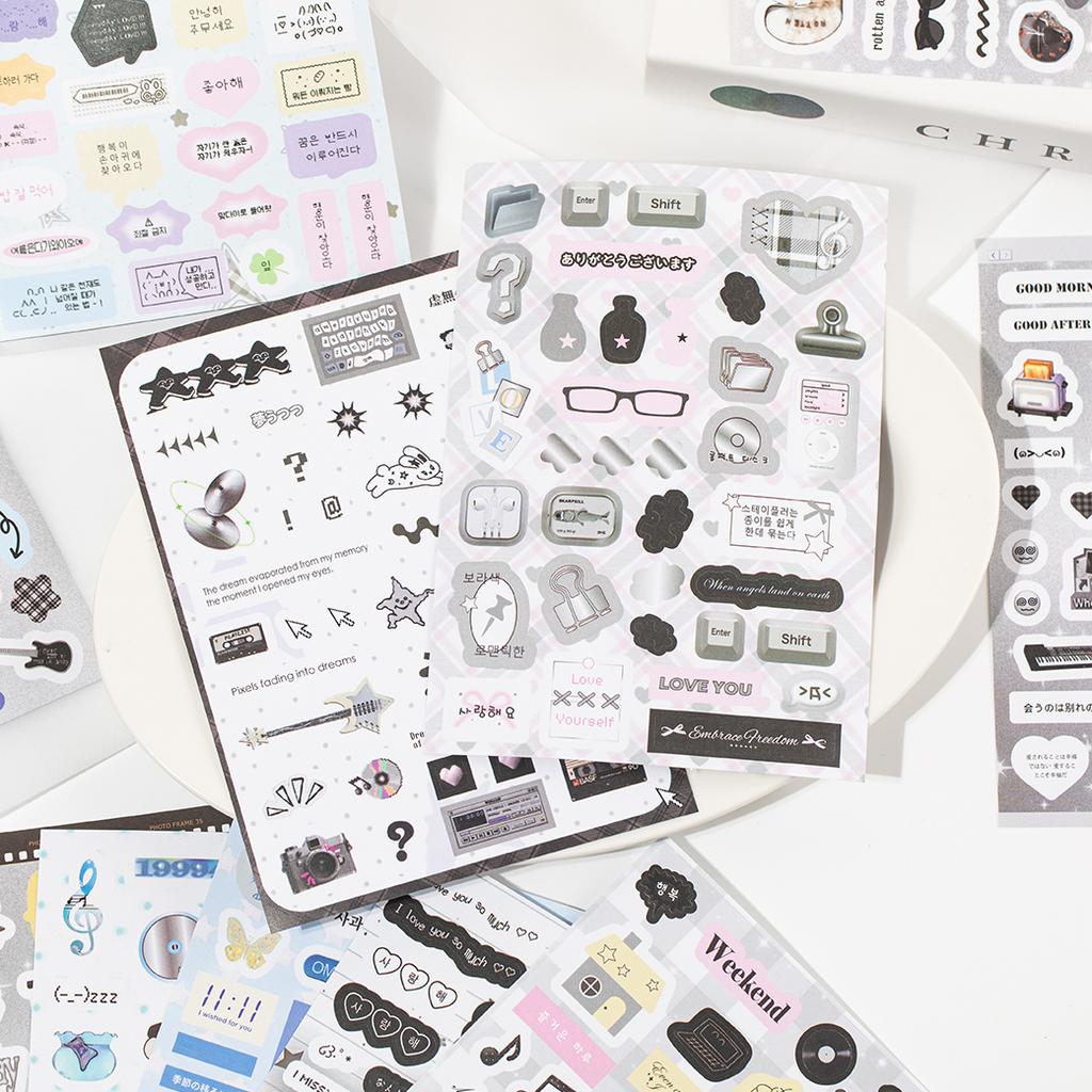 20sheets Kawaii Ins Word Pixel Small Pattern Die Cutting Stickers Book DIY Diary Phone Case Creative Scrapbook Aesthetic Sticker