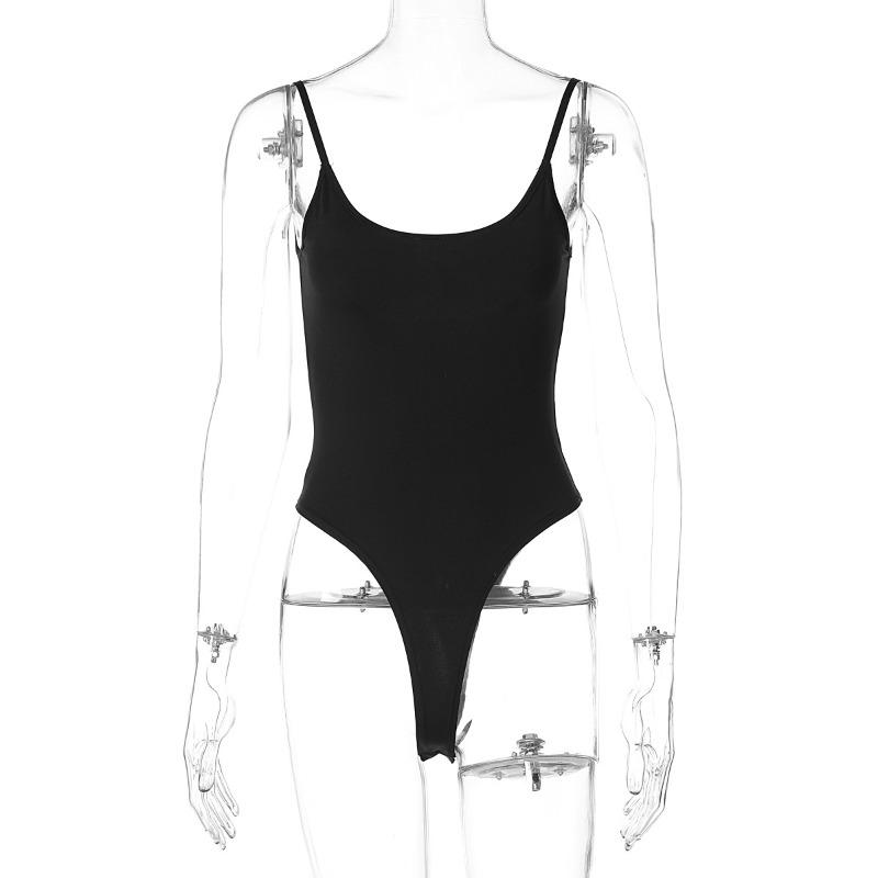 

Женский новый сексуальный тонкий сто однотонный цветной комбинезон с открытой спиной и пикантным стилем для девушек внутри халтера L чёрный