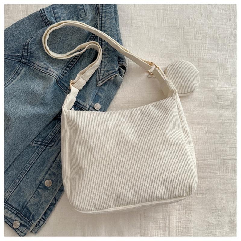 2024 NEW Crossbody Bag Corduroy Shoulder Bags Large Capacity School Book Bag Fashion Bags for Teen Girl Student