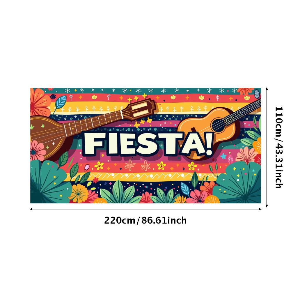 Fiesta Party Banner Vibrant Mexican Cactus Floral Festive Event Backdrop Celebration Decorations Photography Background Props