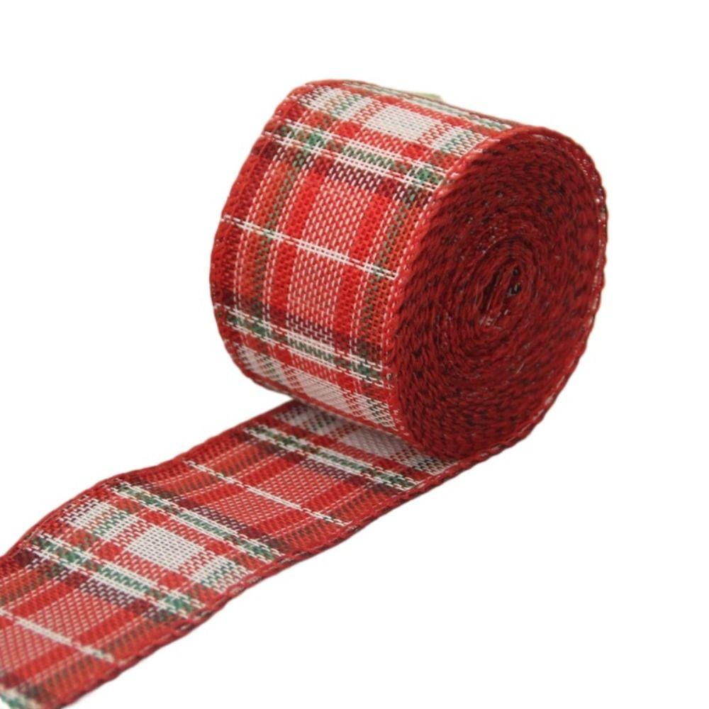 Imitation Linen Linen Ribbon Red Black Lattice Lattice Ribbon Christmas Plaid Ribbon  Gift Wrapping