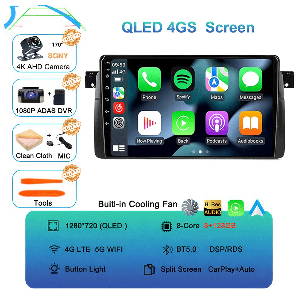 Android 14 Car Radio For BMW E46 M3 1998-2006 Multimedia Video Player 2Din 4G WIFI GPS Navigation Carplay Head Unit 360 Camera