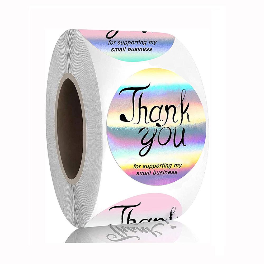 100-500pcs Thank You for supporting my small business Sticker Holographic Laser Stationery Seal Labels Sticker Wrapping Supplies