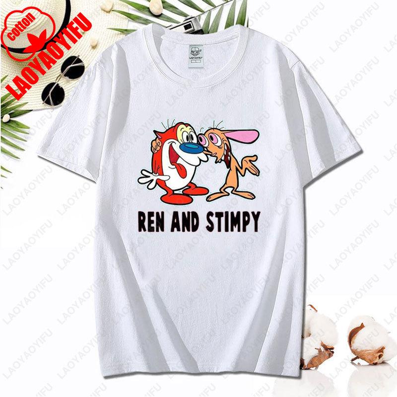 90s Ren Stimpy Show Nickelodeon Nicktoons Dial Cartoon Tshirt Vintage Classic Fashion Streetwear Cotton All Match Unisex Tees