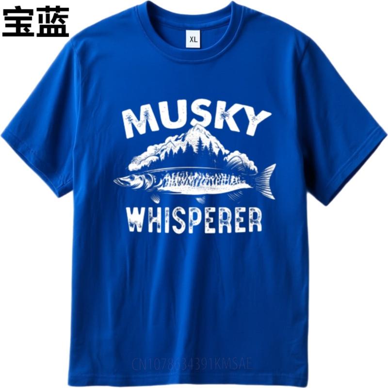 Comfortable Teenagers Round Neck T Shirt Unisex Musky Whisperer Fish Mountain Design Hiphop For Man Top Tees Workout Tshirt