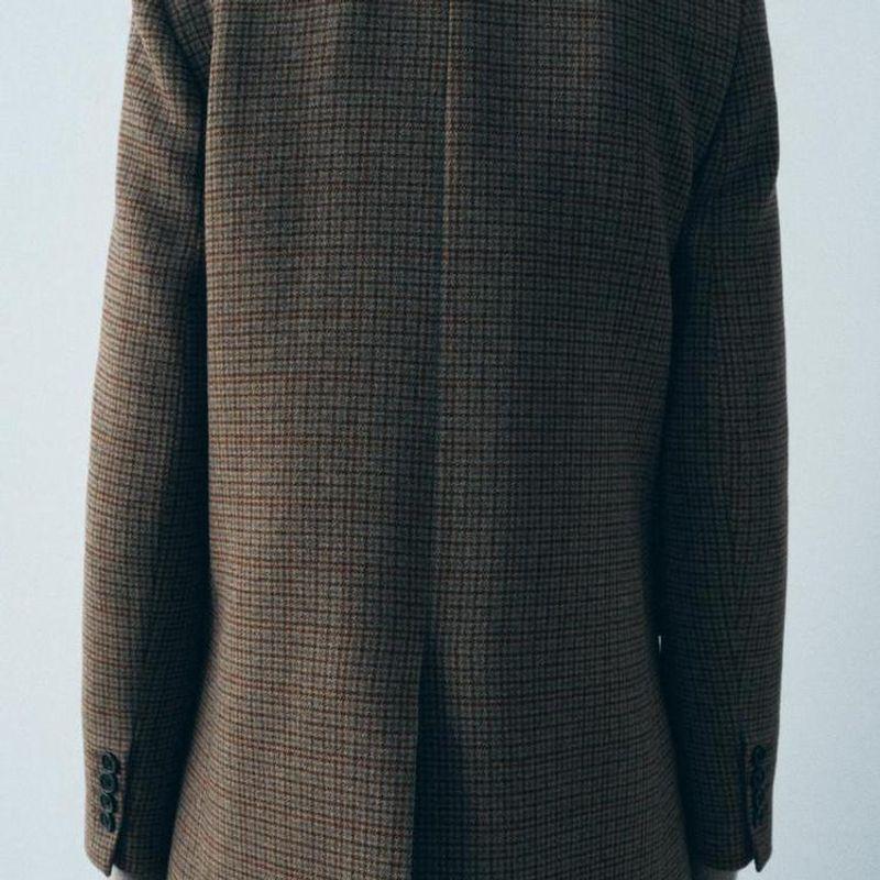 Fall and Winter New Women's Clothing Fashion Wind Lapel Long Sleeves Wool Blend Plaid Blazer 3736260