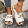 New large size women's fashion platform slippers metal chain platform women's sandals