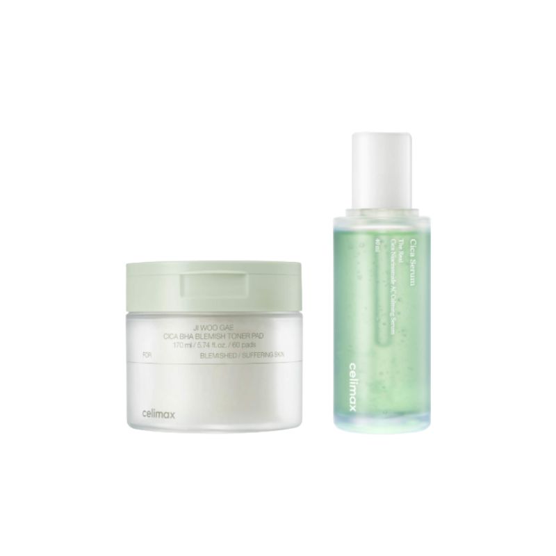 

[Celimax] Cica Rescue Skin-Correcting Set (Serum 40ml + Soothing Cream 50ml + Eraser Pad 60 sheets) Cica Rescue 2-Step Set (Serum40ml+Pad60)