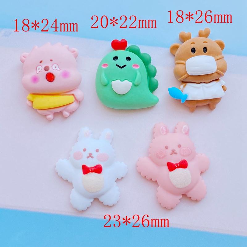 10Pcs New Cute Cartoon Animal Flat Back Cabochon Scrapbooking Hair Bow Center Embellishments DIY Accessories