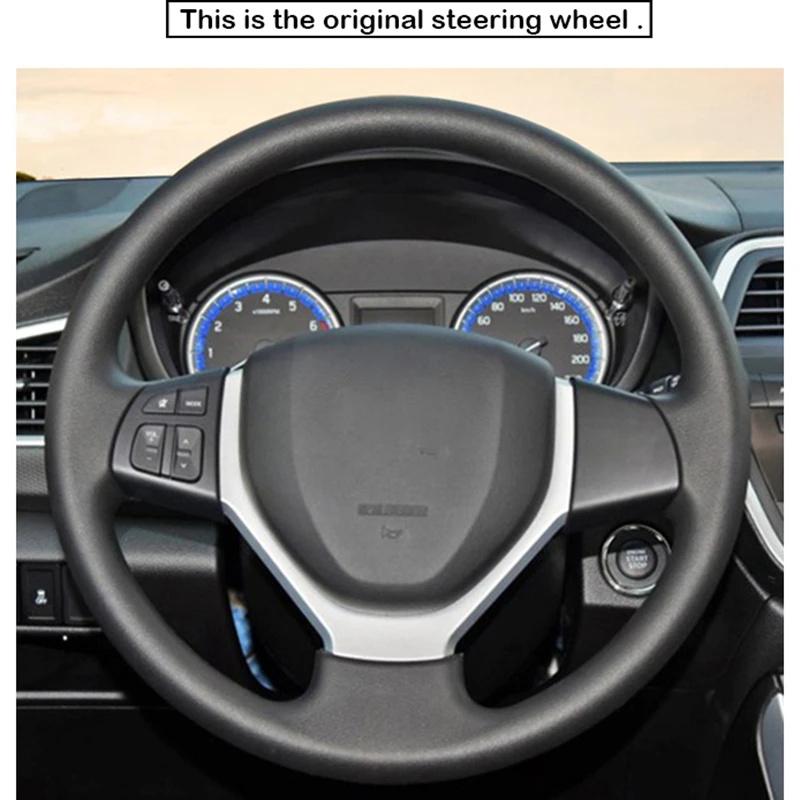DIY Black Faux leather Steering Wheel Cover for Suzuki Vitara 2015- Celerio 2015- SX4 S-CROSS 2013- Swift 2011-2017