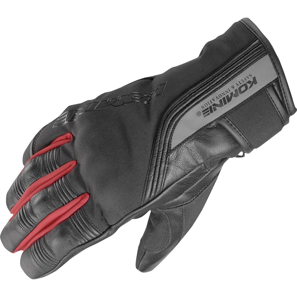 Komine Motorcycle Protective Winter Waterproof and Carbon Fiber Stretch for and Spring Gloves, Black/Red, XL, GK-837 1282, Cold-Resistant, Material,