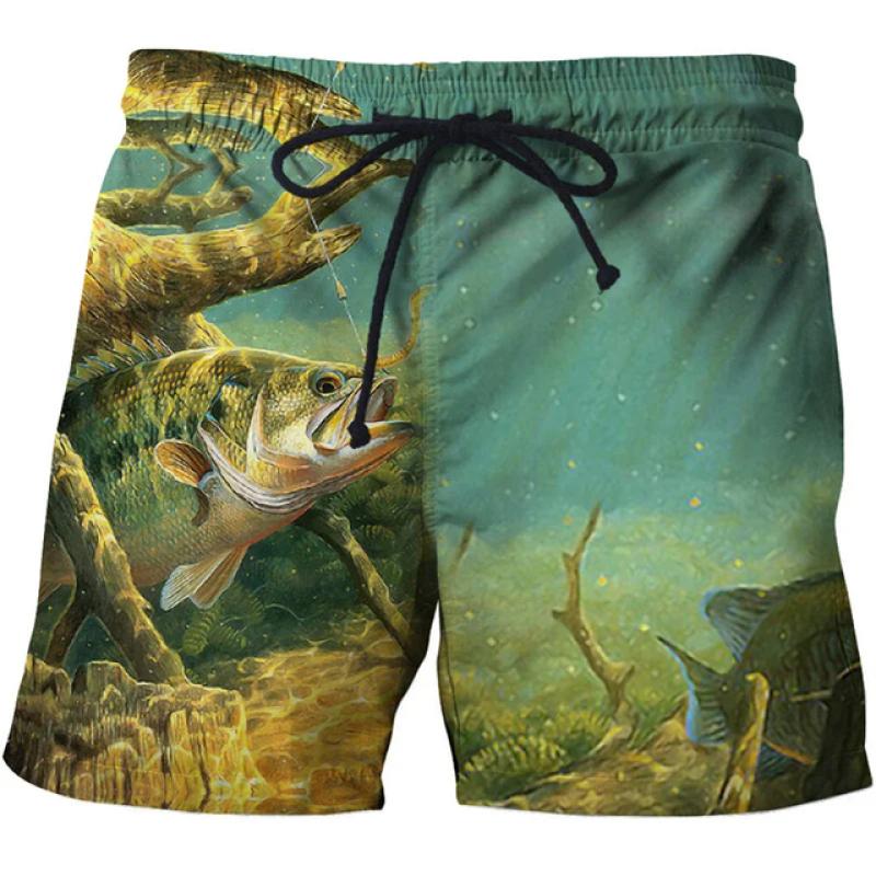 Carp Fish Graphic Beach Shorts Men 3D swimming board shorts beach running shorts Summer Surfing Beach Casual Loose Pants