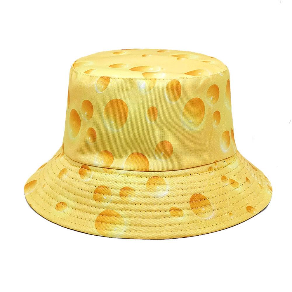

Cheese Printing Bucket Hat Yellow Pattern Fisherman Hats Double Sides Reversible Panama Cap Unisex Outdoor Sun Hot Selling жёлтый