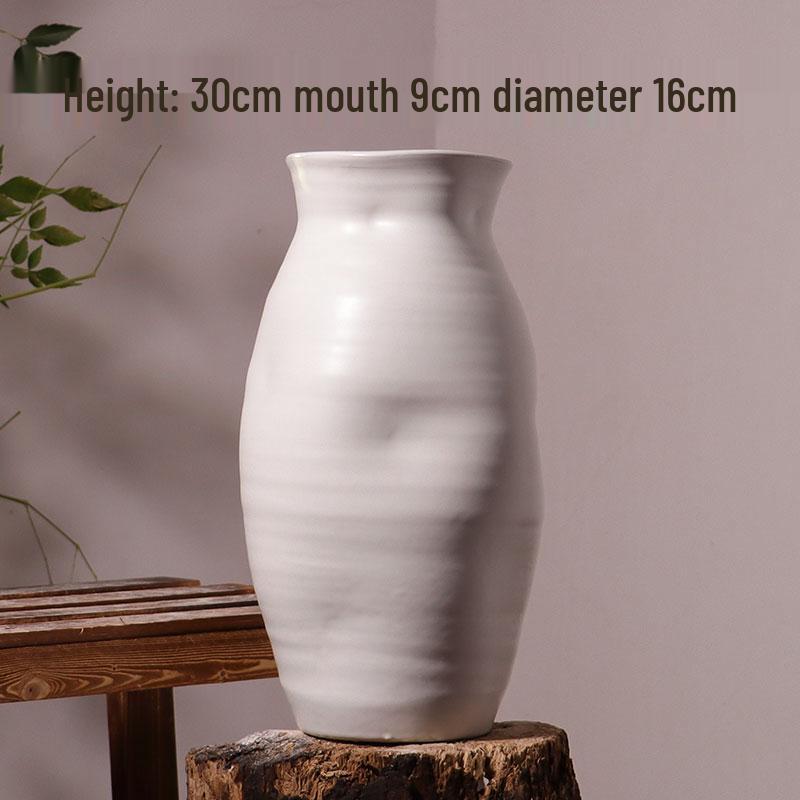 Pure White Decorative Vase for Living Room or Entryway - Perfect for Tabletop Flower Arrangements