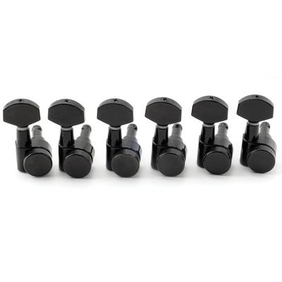 Musiclily Pro 6-teiliges Locking-Mechanik-Set mit 2-Pin-Vierkantmechaniken für Strat/Telecaster E-Gitarren, Schwarz