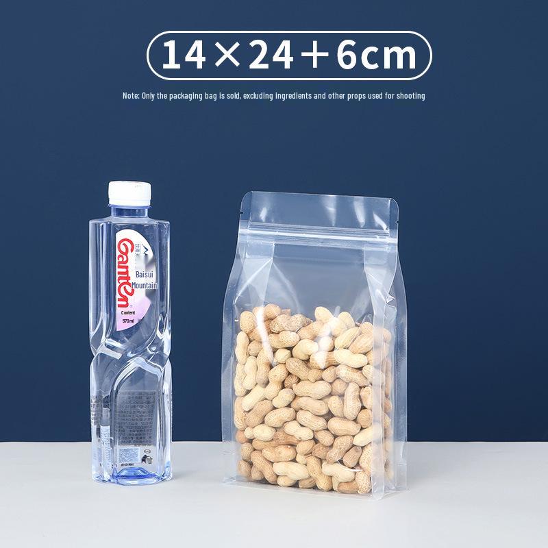 

Матовий стоячий пакет з восьмишовним запаюванням та ручкою для горіхів та чаю - Прозорий та багаторазово закривається.