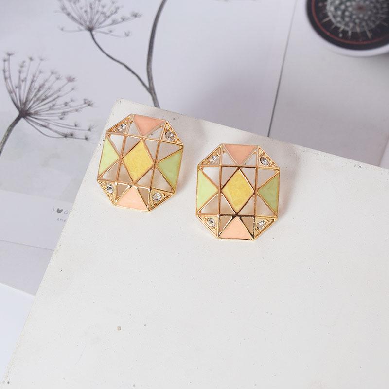 Korean-Japanese Style Hollow Drip Oil Stud Earrings - Trendy Fashion Jewelry