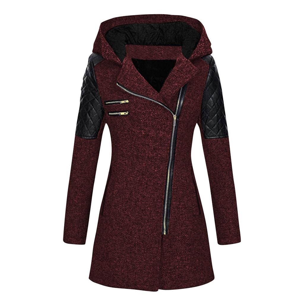 Damenmode, einfarbig, mit Tasche, langen Ärmeln, Reißverschluss, warmer Mantel