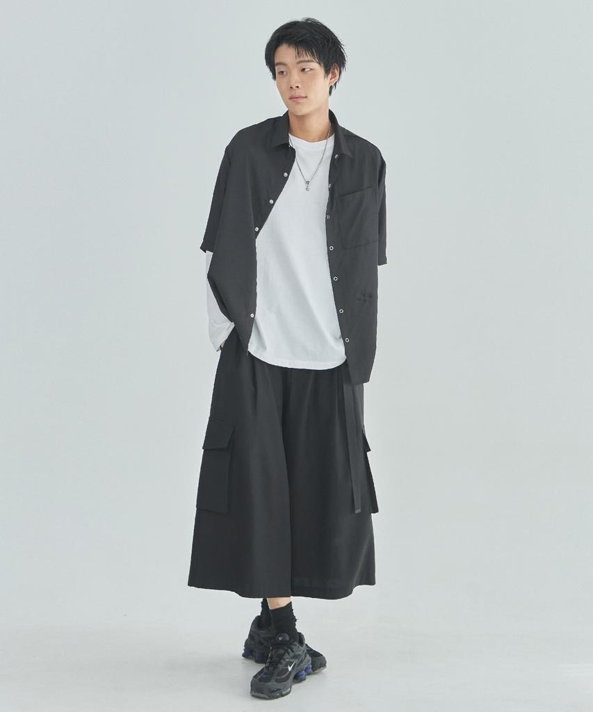 Ladeuedisyeon Rayon Culotte Cargo Pants_Black [Belt Included]