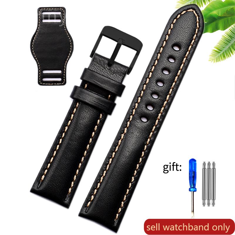 Genuine Leather watch strap for Rolex Green Submariner Omega  timex Vintage plus Tray Men Watch Band 20 22mm