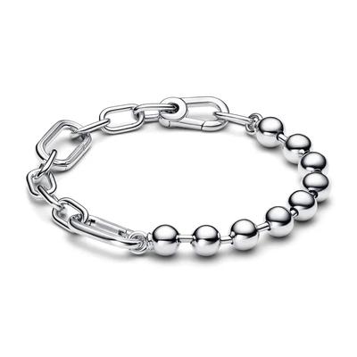 Bracciale in ottone placcato argento Me Braccialetti a maglie a catena con perle per donna Gioielleria regalo adatta per ciondoli Collezione New Me 2022
