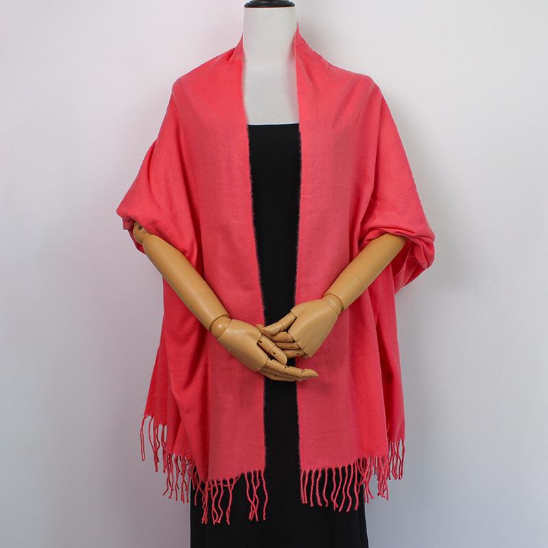 European-American Thickened Warm Winter Scarf: Long, Wide, Imitation Cashmere Shawl In Solid Colors