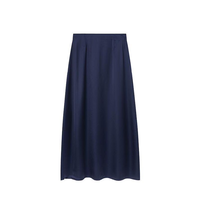 2024 Spring/Summer Women's Faux Silk Satin Bodycon Midi Skirt Casual European & American Style