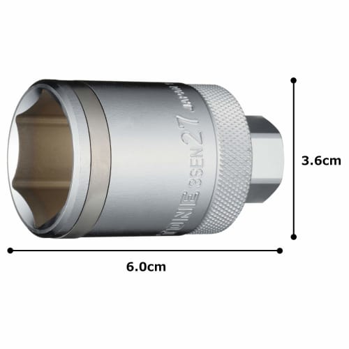 TONE 3SEN-27 Hexagonal Sensor Socket, 9.5mm (3/8") Drive, 27mm Width