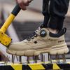 Rotating Button Grey Work Boots Safety Shoes Men Anti-smash Anti Puncture Protection Boots Steel Toe Shoes Work Sneakers Men