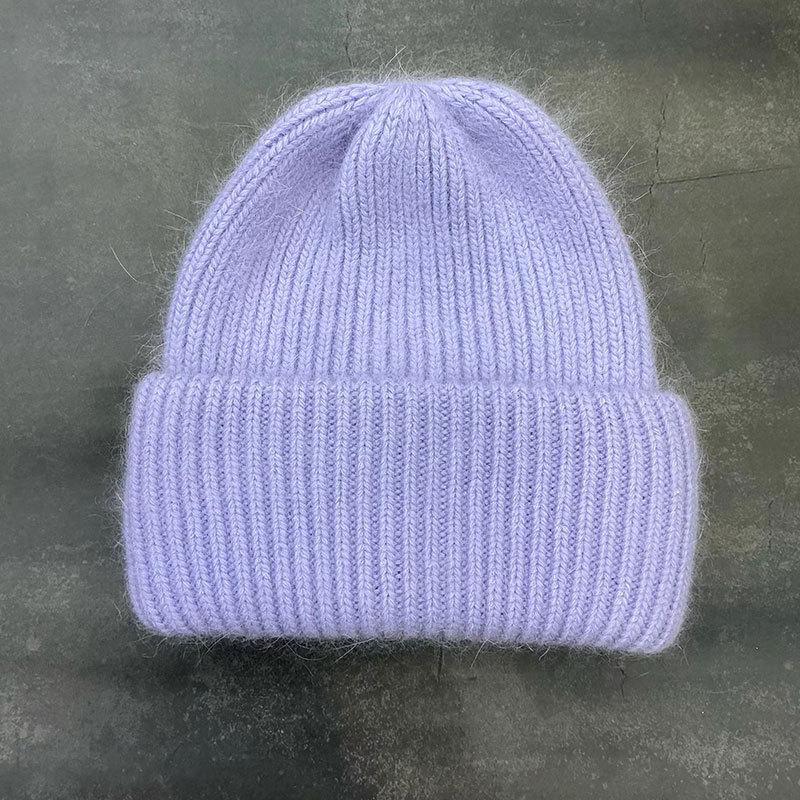 Japans High-End neue Kaninchenfell-Strickwollmütze Damen Trend Herbst und Winter Kälteschutz Thermohülle Strickmütze