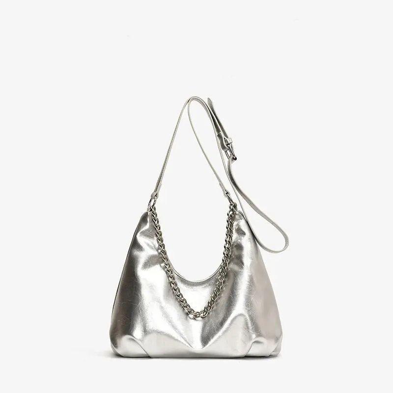 

Commuting Tote Bag Women 2026 Western-style Chain Handbag High-end One-shoulder Underarm серебряный