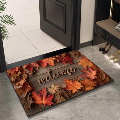 Herbst Erntedank Ahornblätter Willkommen Fußmatte Rutschfeste Bodenmatte Wohnzimmer Eingang Küche Flur Balkon Teppiche Heimdeko