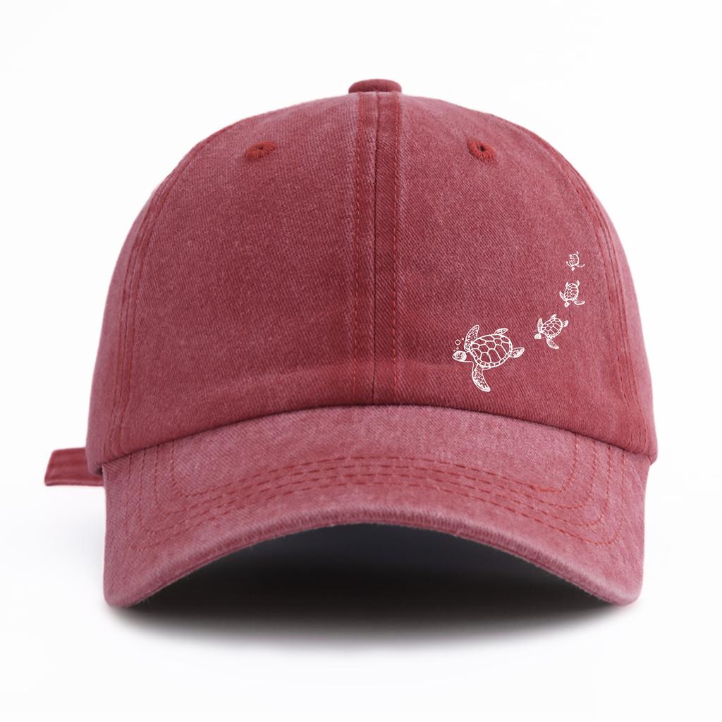 1 Stück gewaschene Baseballkappe mit Schildkrötenmuster für Erwachsene, minimalistischer Retro-Stil, lässige, weiche, verstellbare Dad-Kappe, perfekt als Geschenk