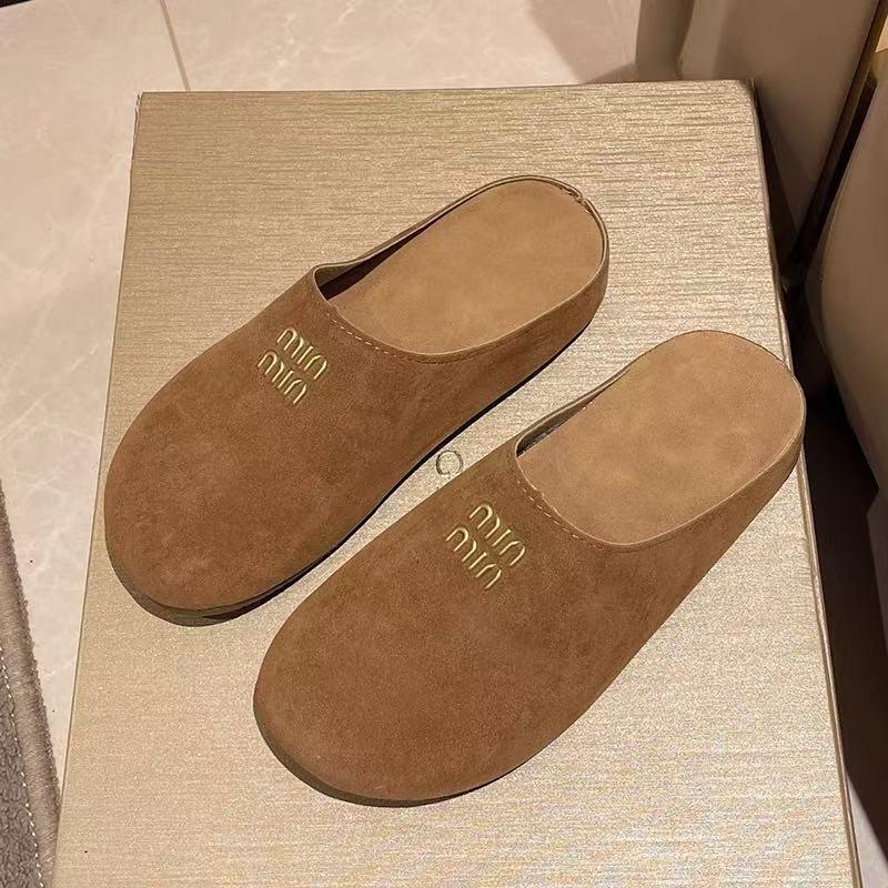 New baotou half drag retro outer slippers women's summer versatile casual shoes one pedal flat lazy shoes