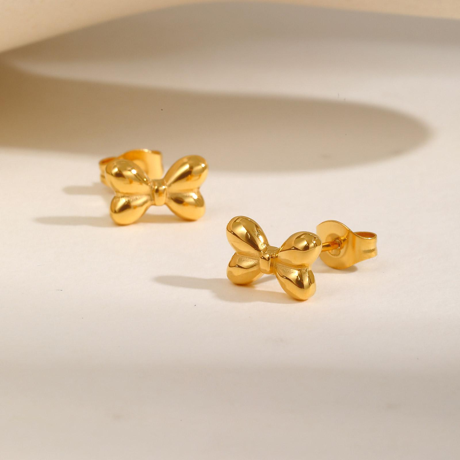 

Mini Bow Stud Earrings for Women,Gold Color Stainless Steel Bowknot Earring,Waterproof Jewelry Gift