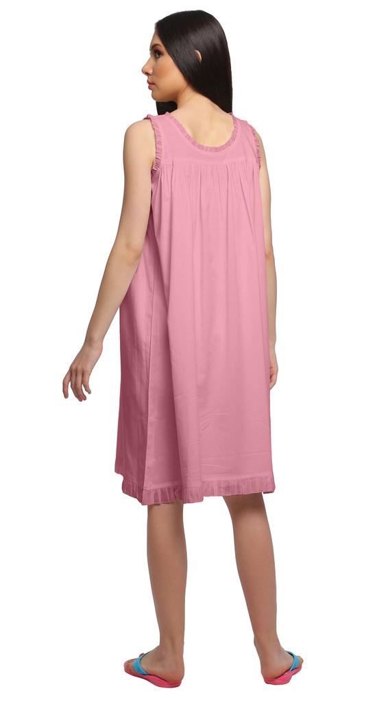 Moomaya Womena    s Solid A-Line Sleeveless Nightdress Cotton Sleepwear Gown