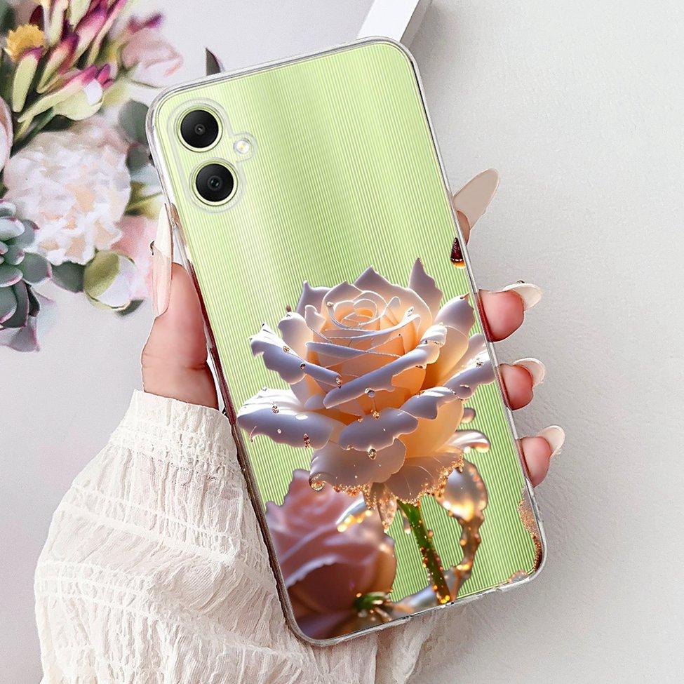 For Samsung A05 Case Clear Cute Cat Fashion Flowers Cool Painted Back Cover For Samsung Galaxy A05 Phone Case SM-A055F SM-A055M