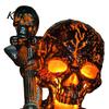 Handcrafted Resin Lamp Skull Table Lamp, Halloween Glowing Skeleton Figurine, Gothic Ambient Night Light for Mantel Shelf Party Home Decor