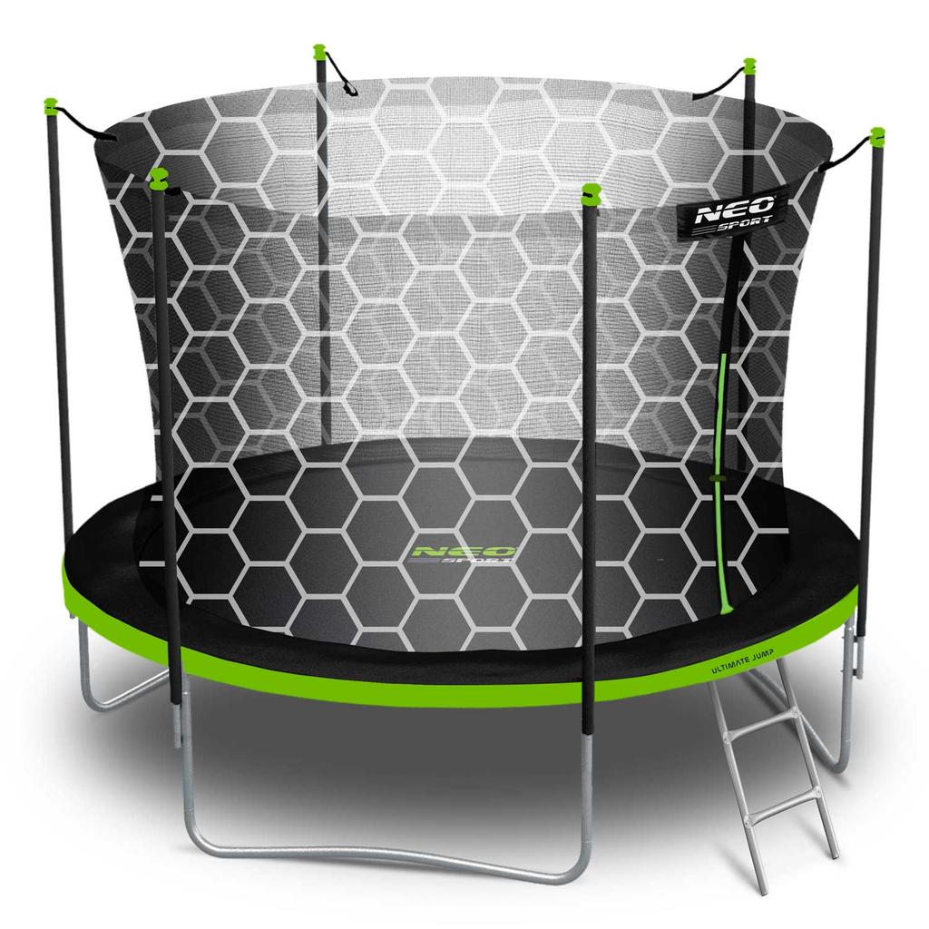 Trampolina Ogrodowa 8Ft/252Cm Z Siatką Wewnętrzną I Drabinką Neo-Sport