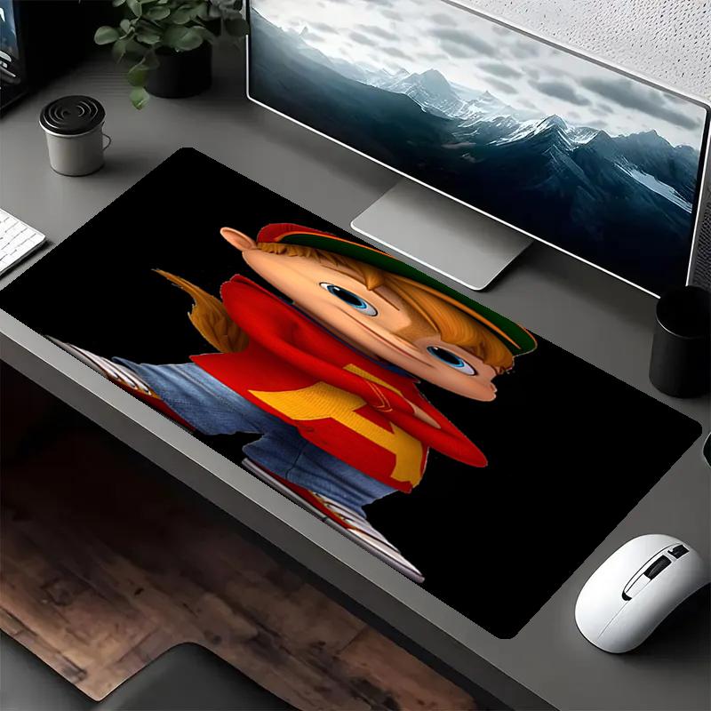 Mouse Pad Tema Alvin e os Esquilos, Base de Borracha Antiderrapante, Multifuncional para Escritório e Decoração de Casa, Perfeito para Personalização do Espaço de Trabalho.