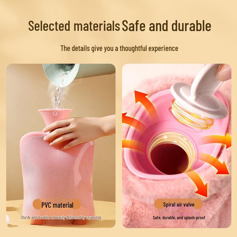 Thickened Anti-rabbit Fur Hot Water Bottle: Explosion-Proof Hand, Foot, and Stomach Warmer