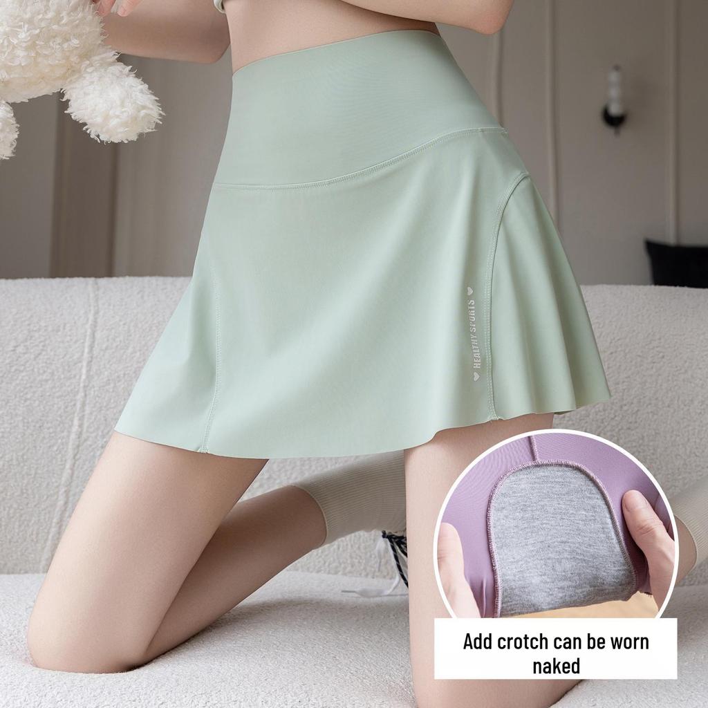 Women's Two-Piece Leggings with High-Waisted Skirt - Anti-Exposure, Color Block Yoga Shark Design