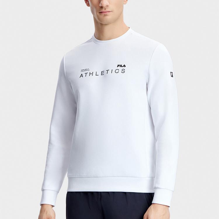 Fila Fitness Series Letter Round Neck Pullover Sweatshirt Men Sweatshirt White A11M331204F-WT