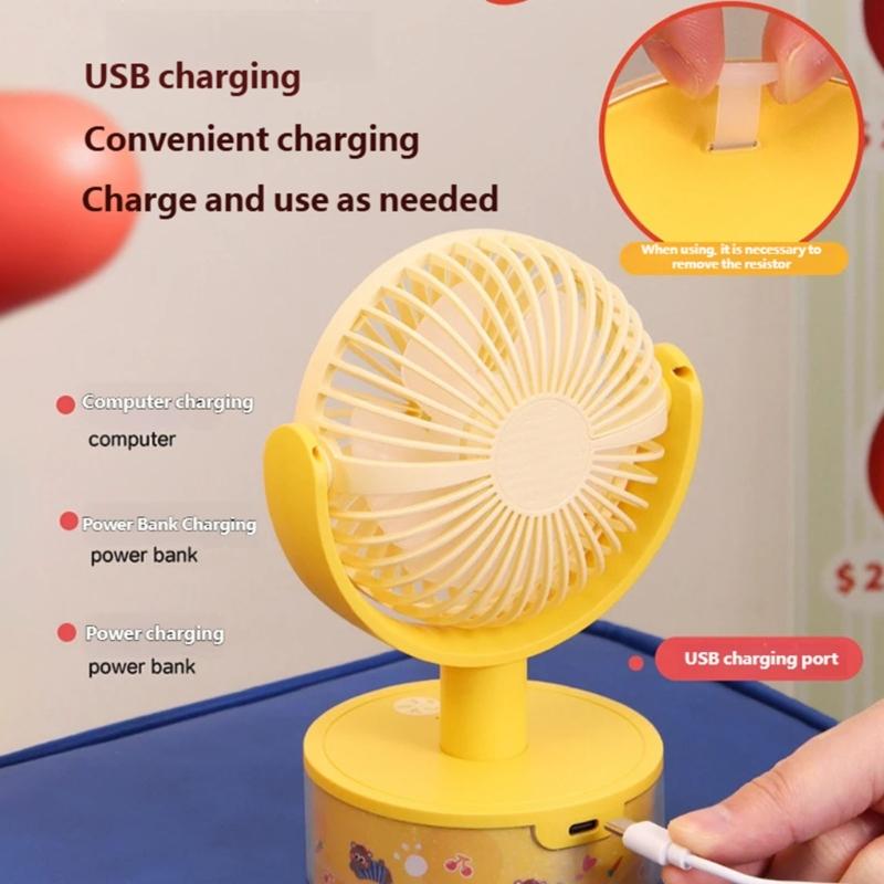 Practical Small Cooling Fan Air Circulation Fan with Adjustable Speed & Light Suitable for Indoor Desk Table Mounting