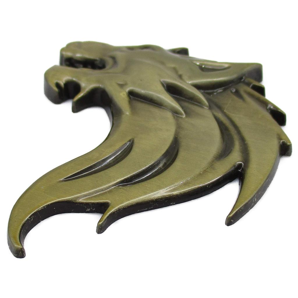 Wolf 3D metallbilemblem/klistermärke, vänster/högerorientering, påklistring, dubbelhäftande tejp ingår