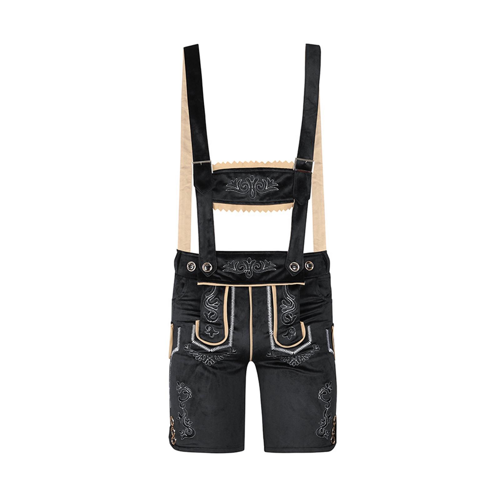 Men s German Bavarian Oktoberfest Lederhosen with Suspenders XXL чёрный