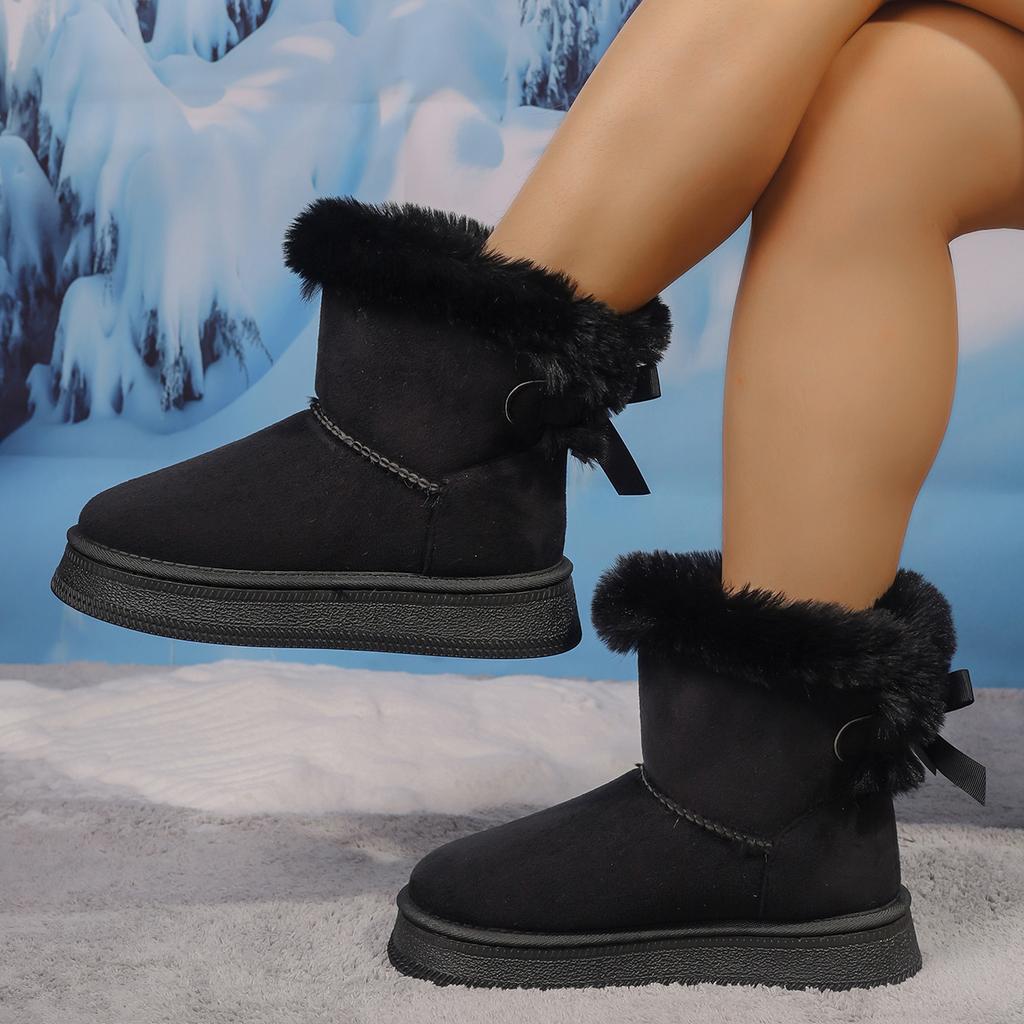 Fashion Snow Boots for Women 2025 Winter New Cashmere Warm Thick Soles Without Heel-covered  Cotton Shoes for Women Snow boots