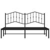 Metal Bed Frame with Headboard Black 160 X 200 Cm