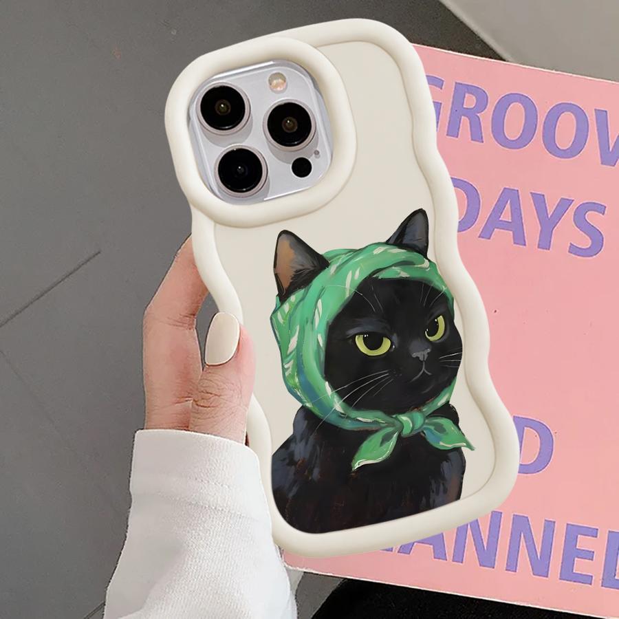 Soft Phone Cover Case for iPhone 16 Pro Max 8 12 13 17 Air 14 15 Plus XR 11 Cartoon Cat